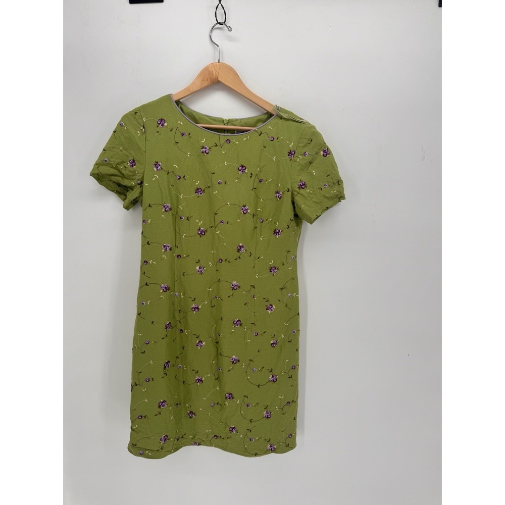 Jessica Howard Petite summer green floral mini dress with padded shoulders Linen